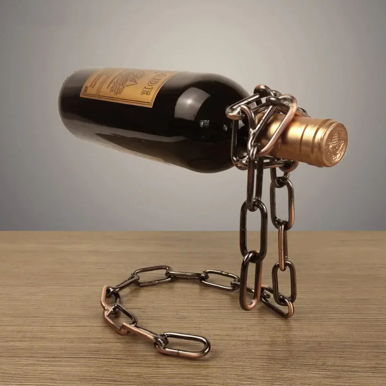 Portabotellas de vino con cadena de hierro mágico